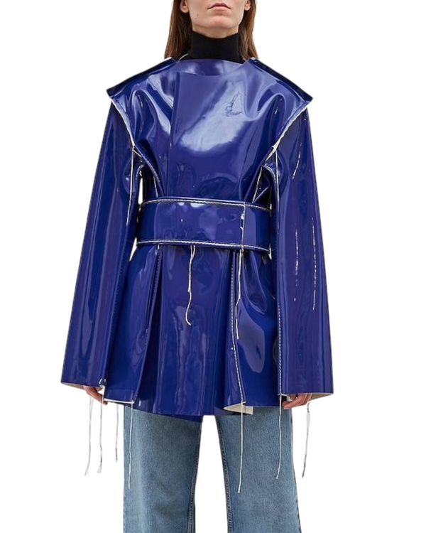 Marni Raw-Seam Bonded Vinyl Jacket — Purple, Size IT 38 / US 2