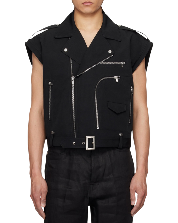 Rick Owens Cropped Jumbo Bauhaus Stooges Vest — Black, One Size