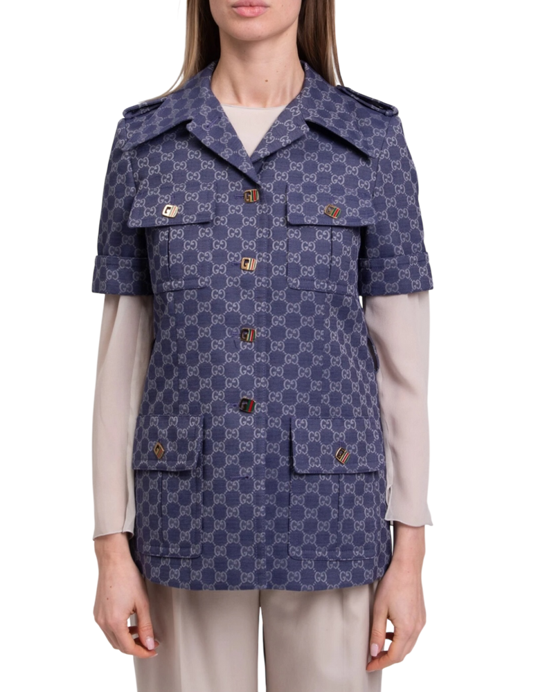 Gucci Interlocking GG Canvas Dress Jacket in Blue