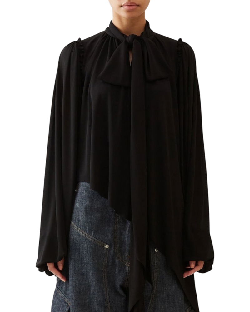 Loewe Asymmetric Bow-Tie Crepe Blouse