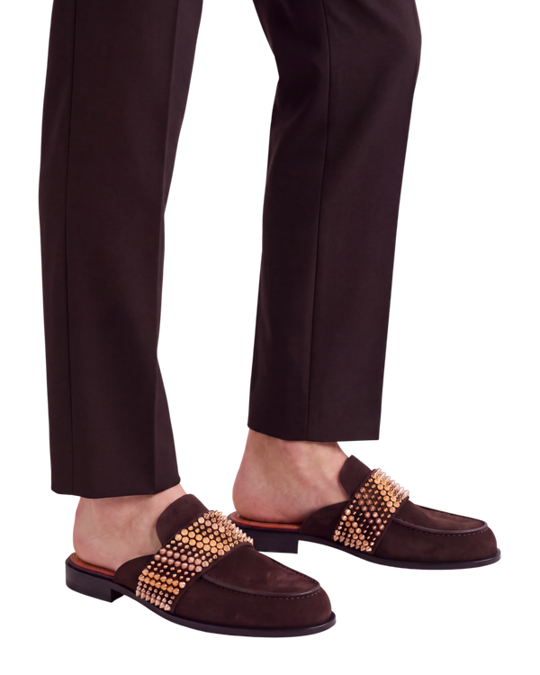 Christian Louboutin Leather Mule Shoes — Brown, Spike Studs, EU 43 / US 10