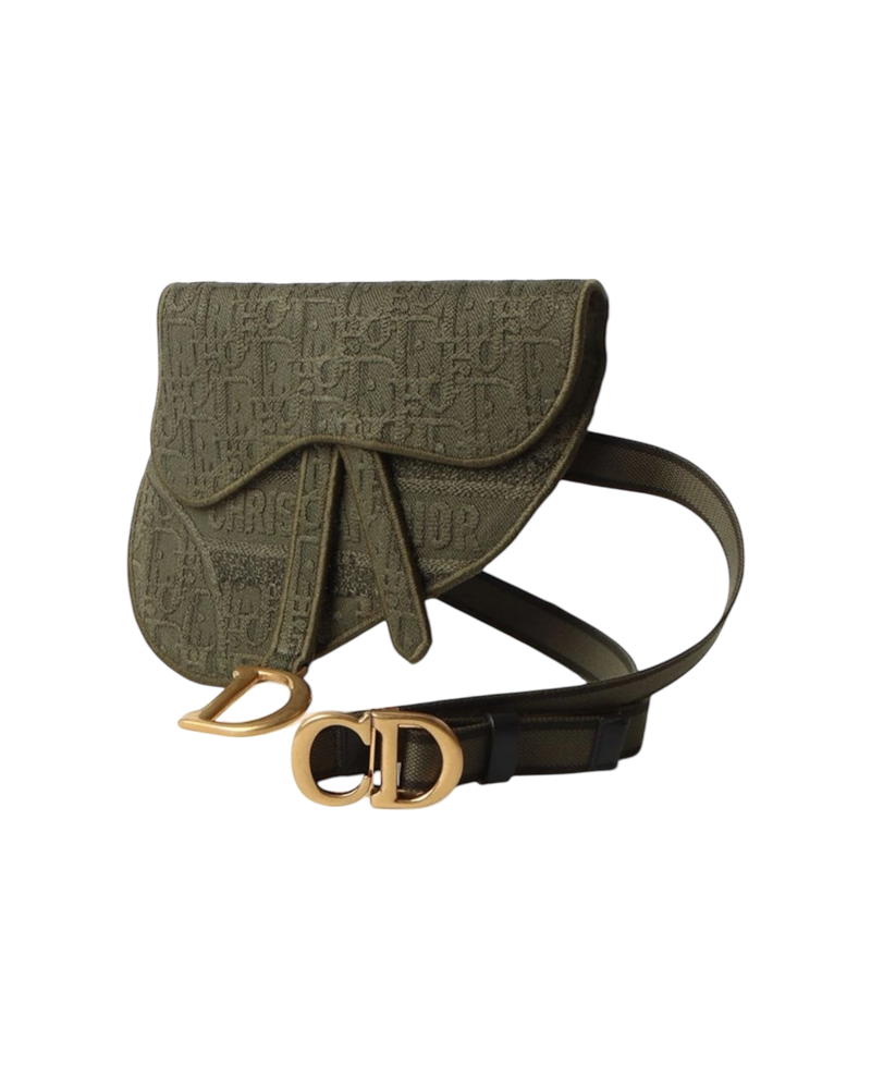 Dior Saddle Belt Bag in Khaki Green Oblique Canvas