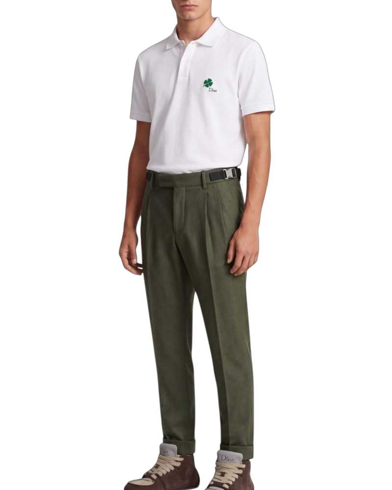 Dior Wool-Cashmere Tailored Trousers with Side Adjusters — Dark Olive Green, US 30 / IT 46