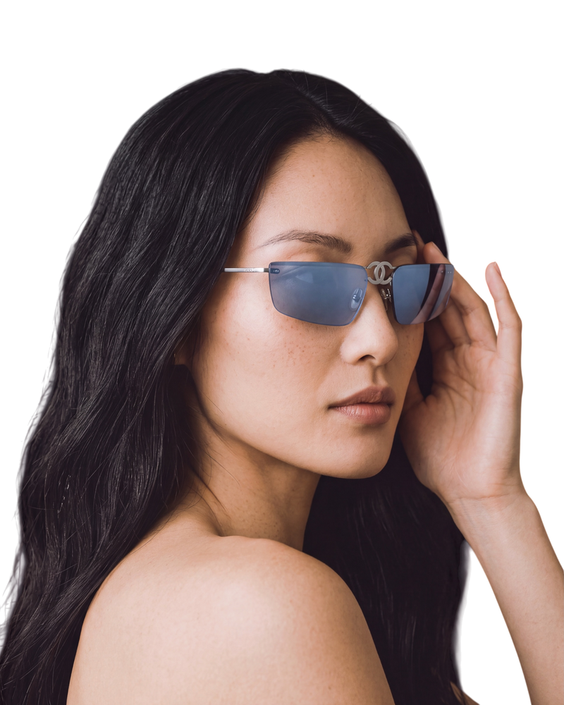 Chanel 4040 Foldable Rimless Sunglasses — Silver
