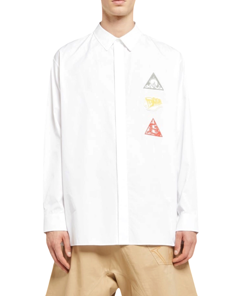 Dior AsteroDior Embroidered Patch Shirt — White, Size 40 / M