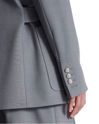Balmain Double-Crepe Side-Belt Blazer in Grey