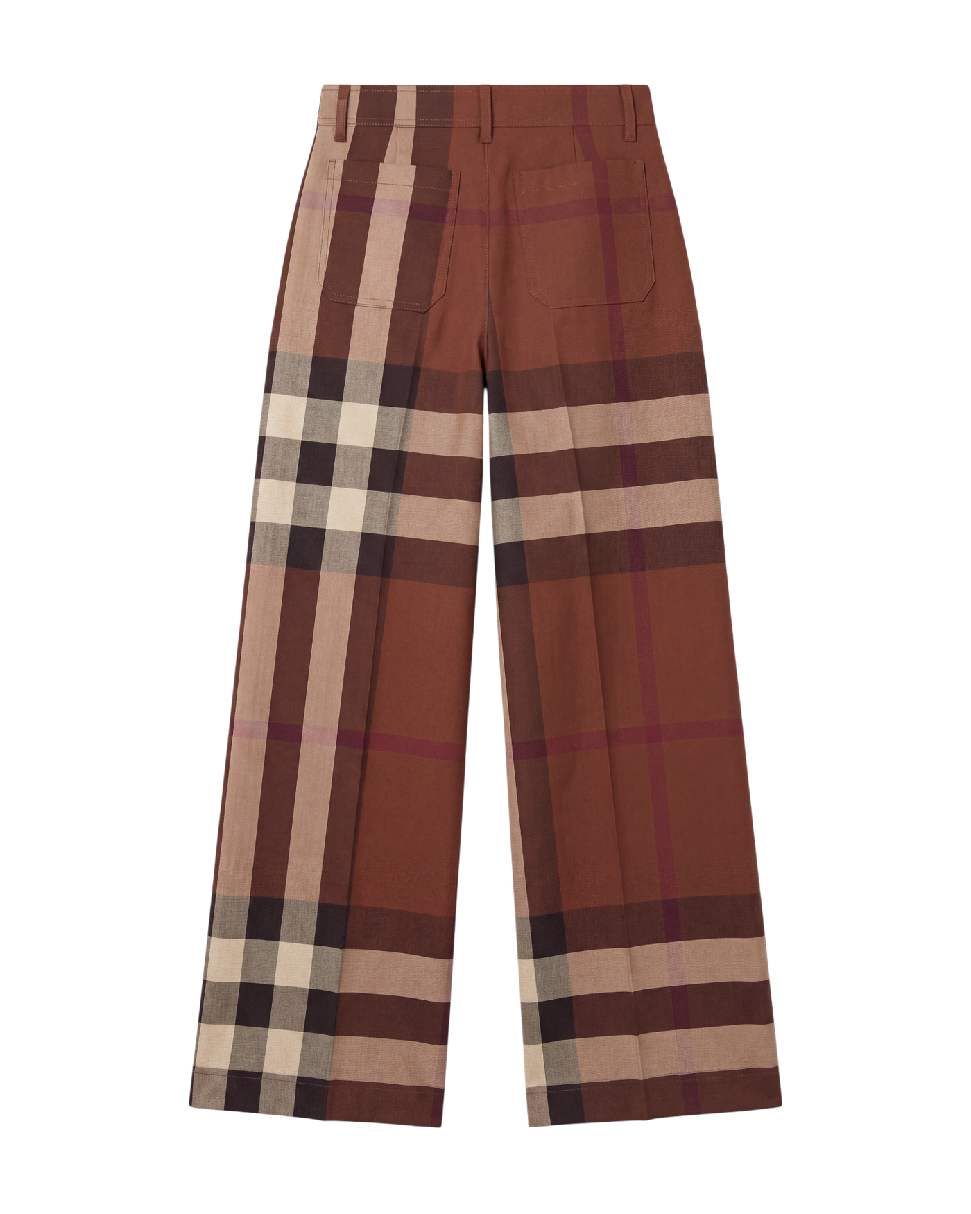 Burberry Divya Check Wide-Leg Wool Trousers — Brown, Size S [US4/IT40]