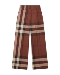 Burberry Divya Check Wide-Leg Wool Trousers — Brown, Size S [US4/IT40]