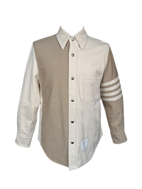Thom Browne Fun-Mix Selvedge Denim Snap Front Shirt Jacket