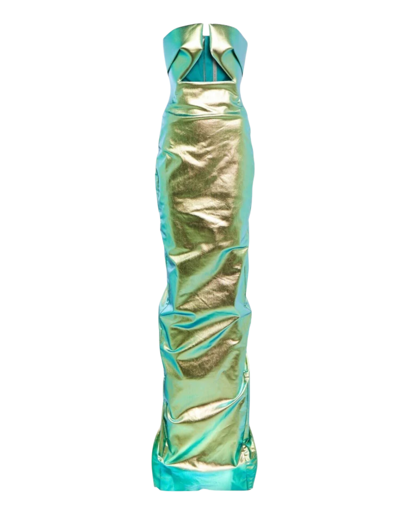 Rick Owens Iridescent Strapless Prong Cutout Gown