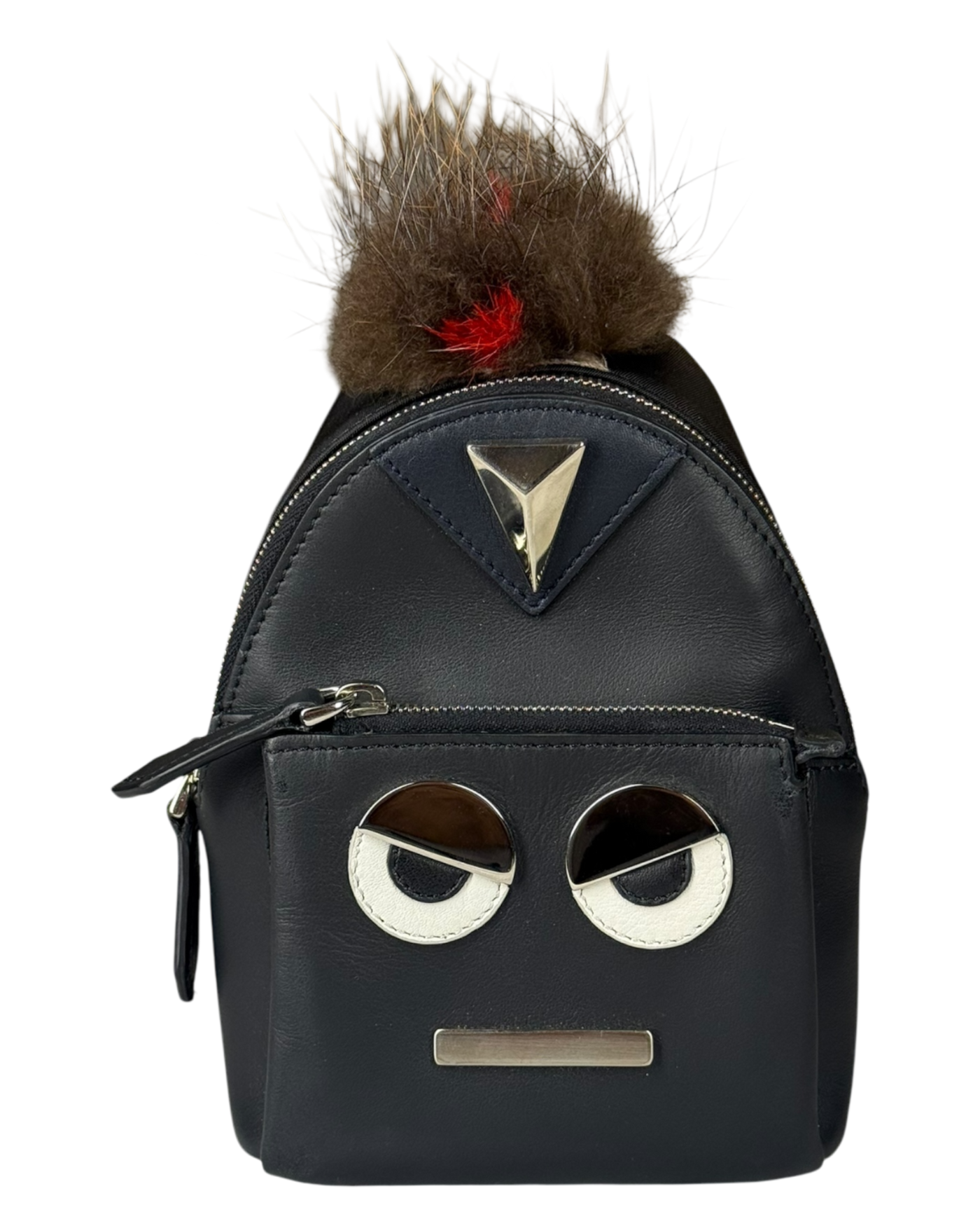Fendi Bag Bugs Backpack Charm with Mink/Beaver Fur in Black