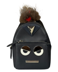 Fendi Bag Bugs Backpack Charm with Mink/Beaver Fur in Black