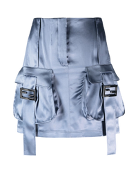 Fendi Satin Utility Skirt - Ice Blue,  Size M