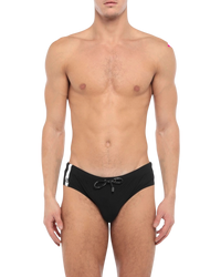 Dolce & Gabbana High-Waisted Swim Briefs — Black/White, Size 6 (L-XL)