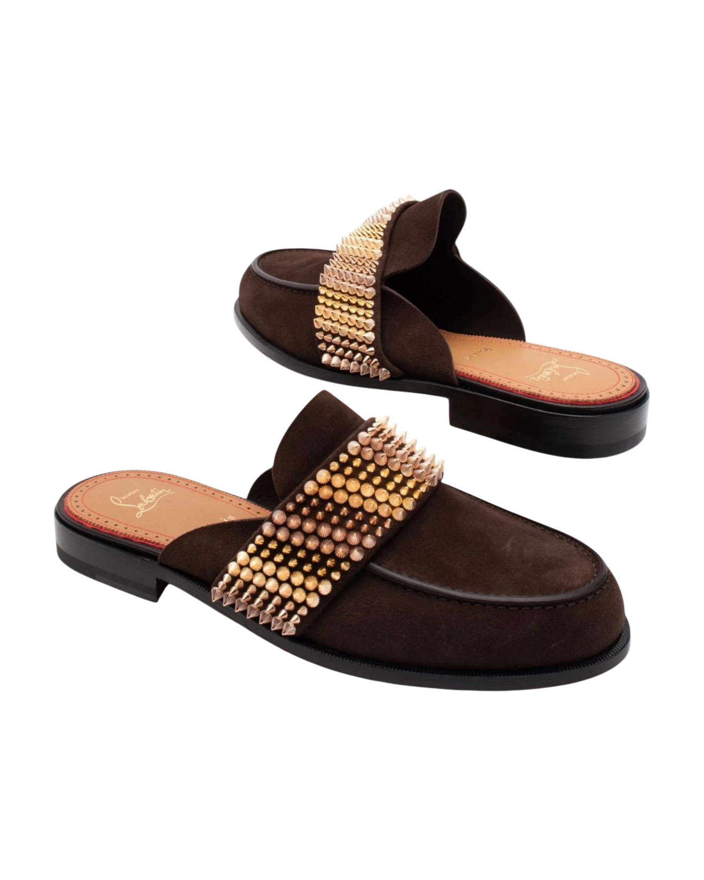 Christian Louboutin Leather Mule Shoes — Brown, Spike Studs, EU 43 / US 10