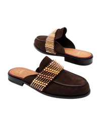 Christian Louboutin Leather Mule Shoes — Brown, Spike Studs, EU 43 / US 10