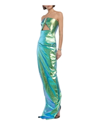 Rick Owens Iridescent Strapless Prong Cutout Gown