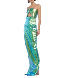 Rick Owens EDFU Prong Coated Denim Gown — Iridescent, IT 38 / US 2 / XS