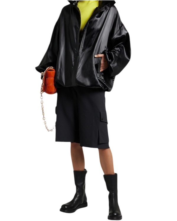Bottega Veneta Tech Hooded Jacket — Black, Size IT 38 / US 2