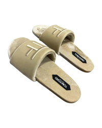 Tom Ford Velour Slide Sandals — Ivory, EU 44 / US 11