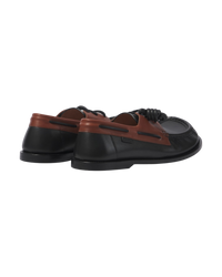 Loewe Campo Leather Boat Shoe — Black/Brown, Size US 9 / EU 42
