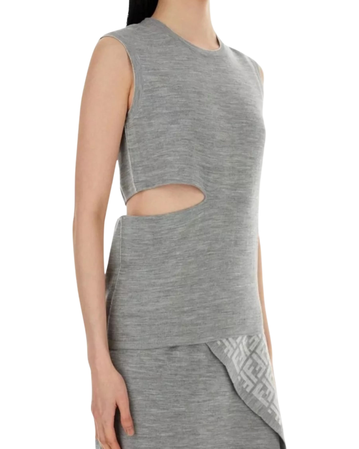 Fendi FF Monogram Reversible Cut-Out Knit Top