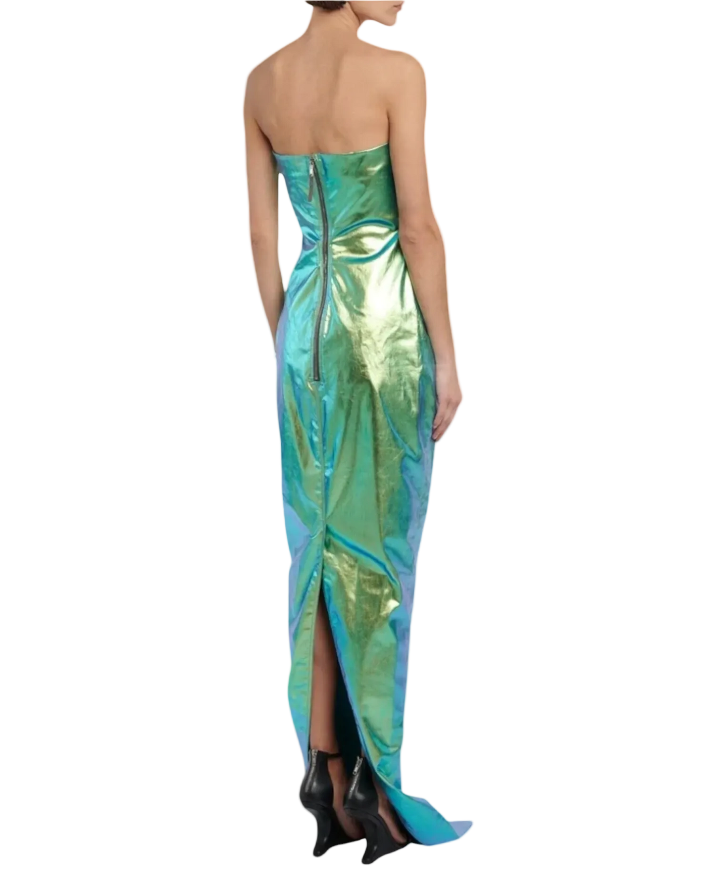Rick Owens EDFU Prong Coated Denim Gown — Iridescent, IT 38 / US 2 / XS