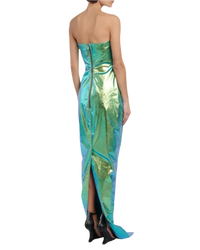 Rick Owens EDFU Prong Coated Denim Gown — Iridescent, IT 38 / US 2 / XS