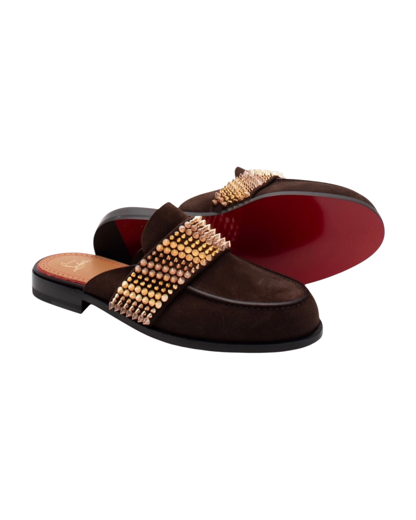 Christian Louboutin Leather Mule Shoes — Brown, Spike Studs, EU 43 / US 10