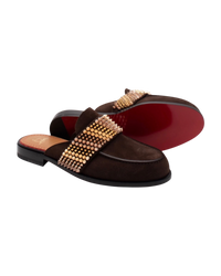 Christian Louboutin Leather Mule Shoes — Brown, Spike Studs, EU 43 / US 10