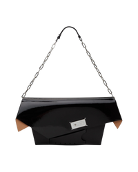 Maison Margiela Snatched Large Leather Shoulder Bag — Black