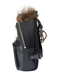 Fendi Bag Bugs Backpack Charm with Mink/Beaver Fur in Black