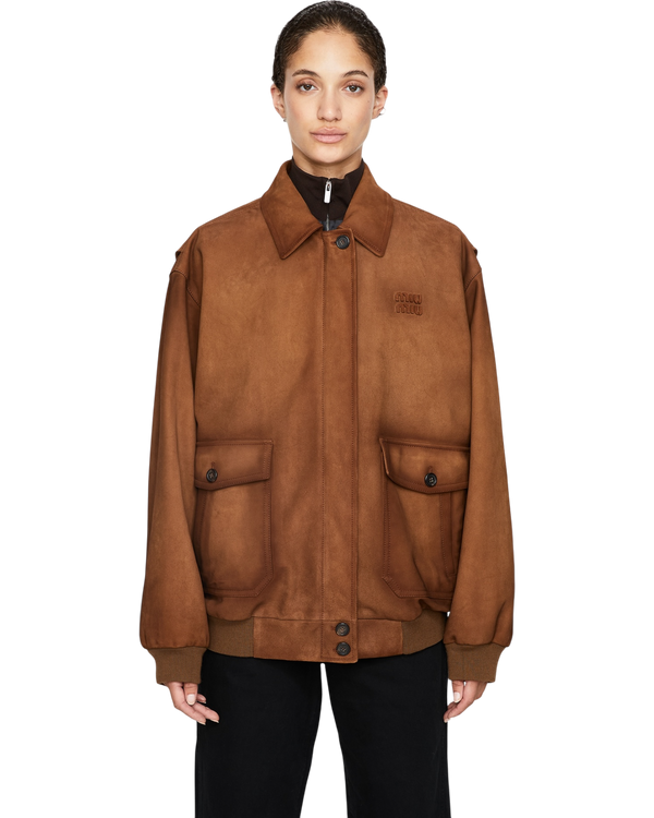 Miu Miu Suede Blouson Jacket — Cinnamon, Size IT 40 / US 4