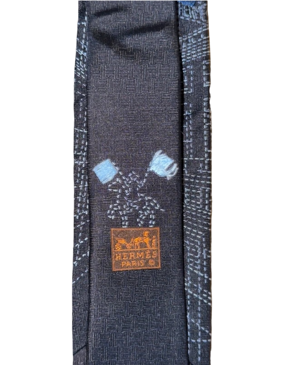 Hermès Pique Sellier Silk Tie — Navy, 7cm