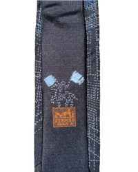 Hermès Pique Sellier Silk Tie — Navy, 7cm