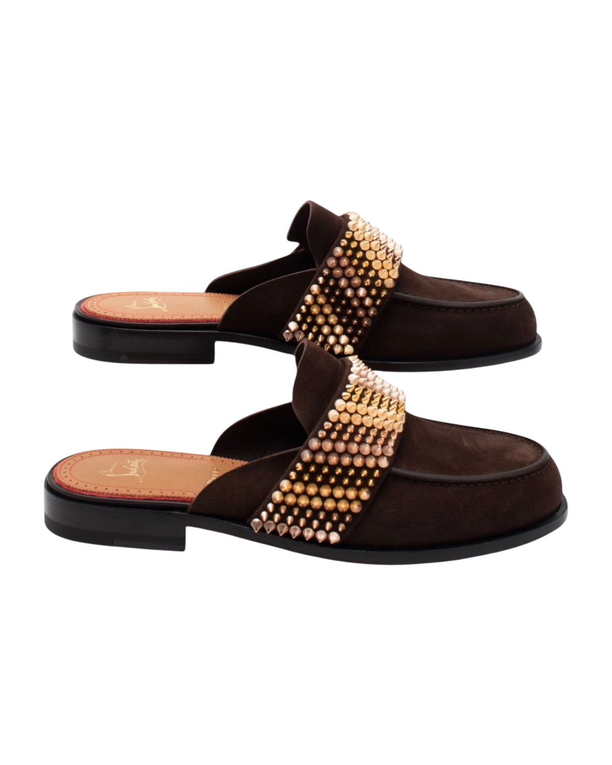 Christian Louboutin Leather Mule Shoes — Brown, Spike Studs, EU 43 / US 10