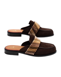 Christian Louboutin Leather Mule Shoes — Brown, Spike Studs, EU 43 / US 10