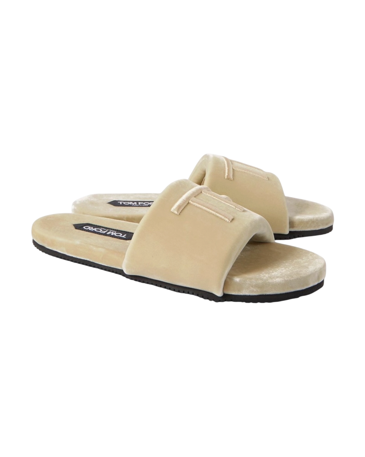 Tom Ford Velour Slide Sandals — Ivory, EU 44 / US 11