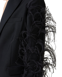 Valentino Garavani Ostrich Feather & Mohair Tuxedo Jacket in Black