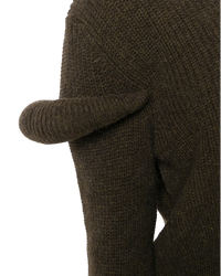 JW Anderson Dark Brown Ribbed Knit Hoodie