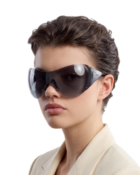 Dior Ski 1 Shield Sunglasses — Black, Silver Logo