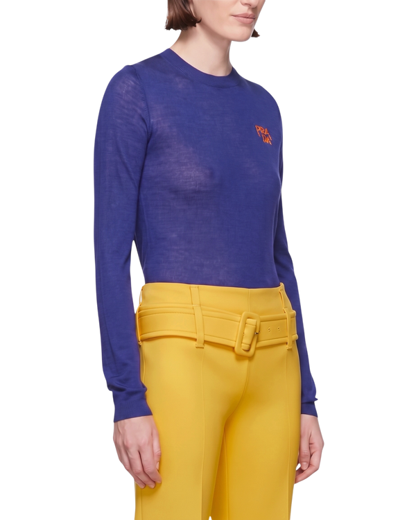 Prada Fine-Gauge Knit Crewneck Sweater — Cobalt, S / US 6 / IT 42