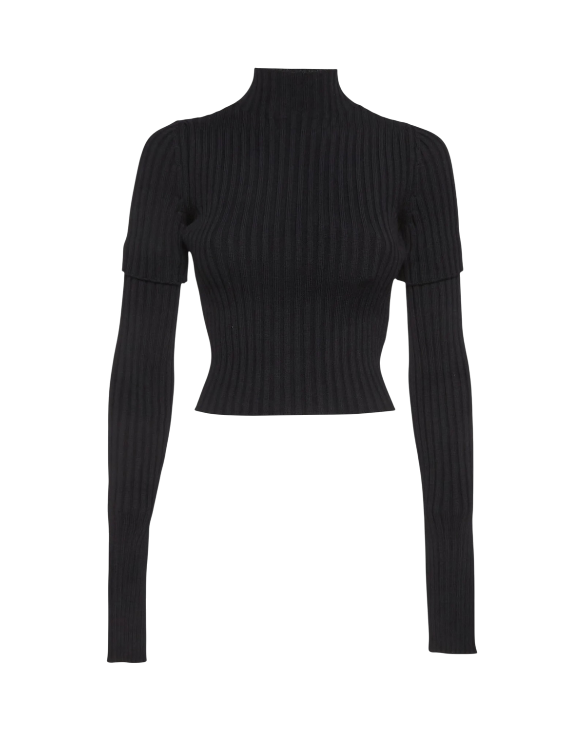 Balenciaga Cut-Up Detachable-Sleeve Ribbed Sweater — Navy, Size M