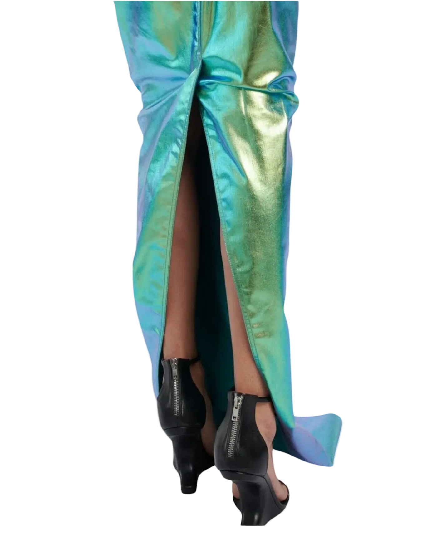 Rick Owens EDFU Prong Coated Denim Gown — Iridescent, IT 38 / US 2 / XS