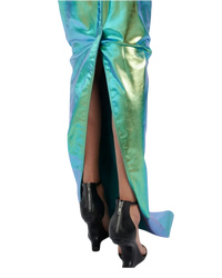 Rick Owens EDFU Prong Coated Denim Gown — Iridescent, IT 38 / US 2 / XS