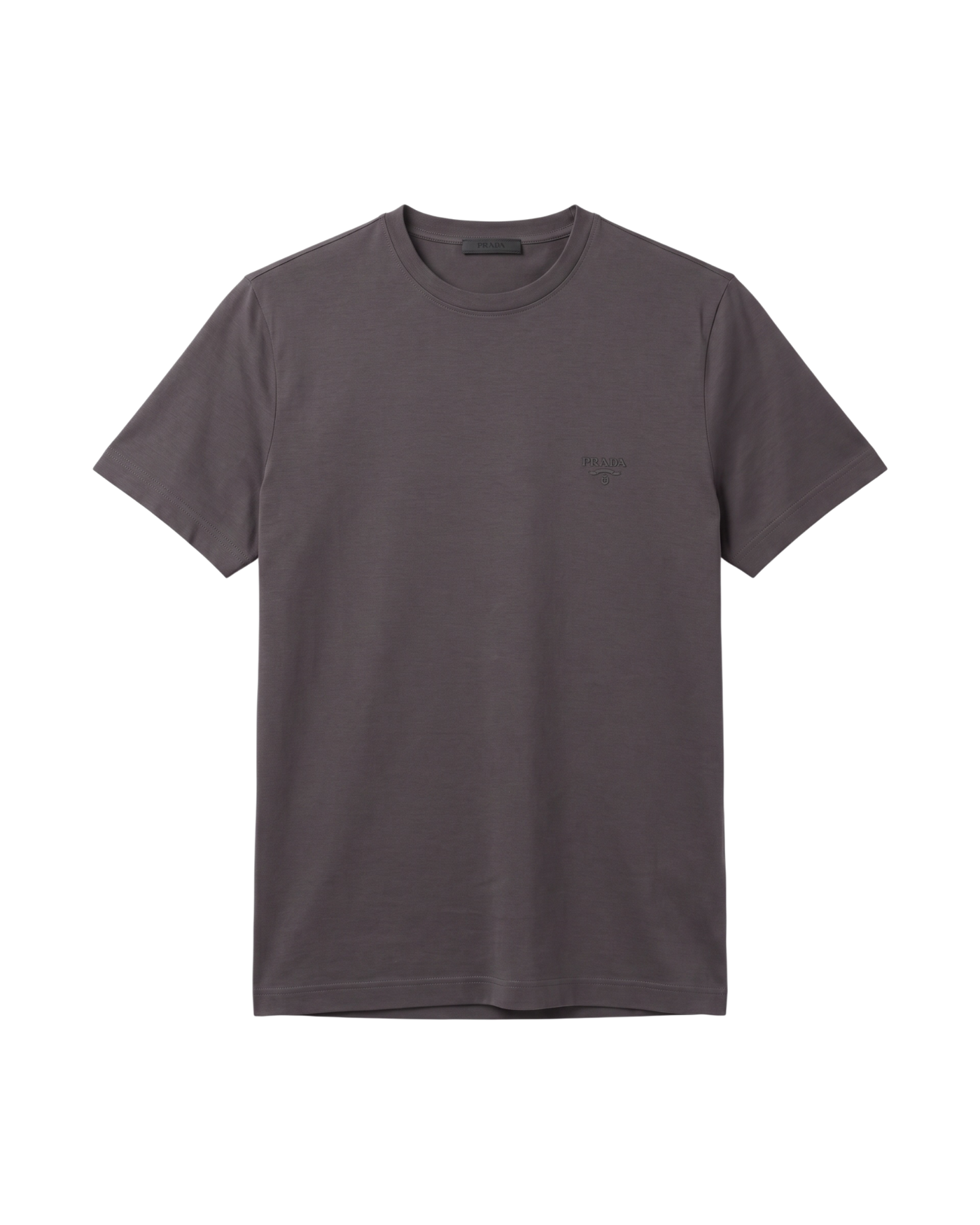 Prada Slim-Fit Logo-Embroidered Stretch Cotton T-Shirt — Grey, Size M