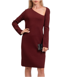 Bottega Veneta Asymmetric Neck Knit Dress in Rust
