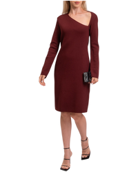 Bottega Veneta Asymmetric Neck Knit Dress in Rust