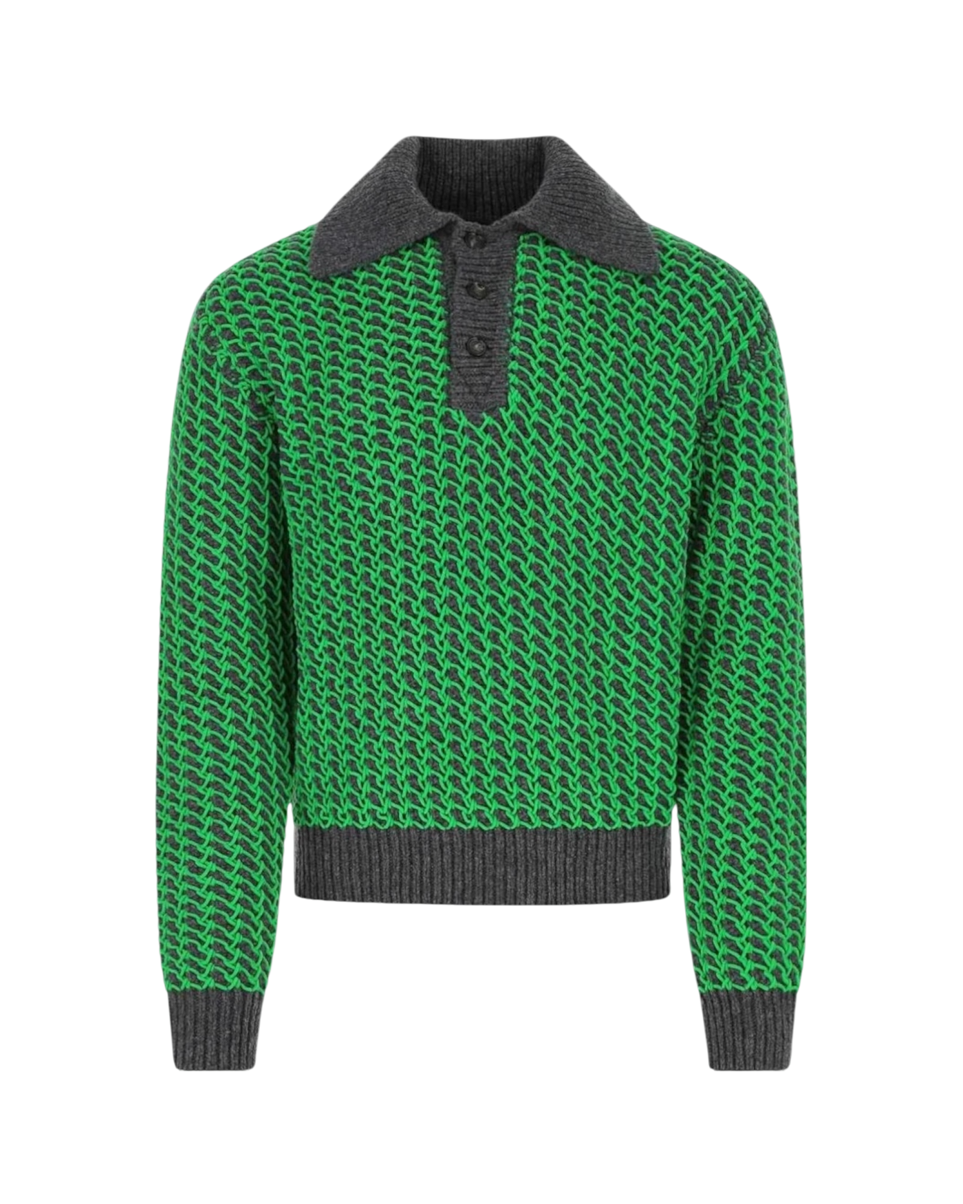 Bottega Veneta Contrast Weave Polo Sweater