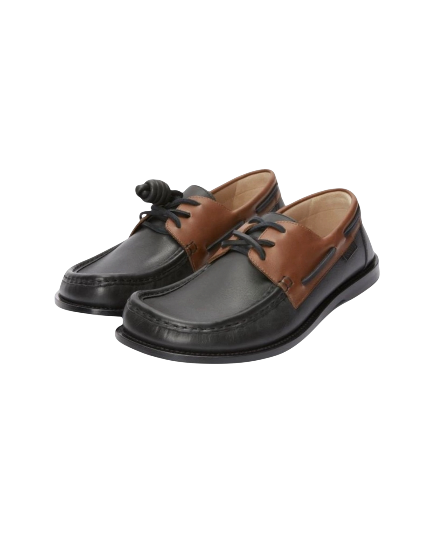 Loewe Campo Leather Boat Shoe — Black/Brown, Size US 11 / EU 44